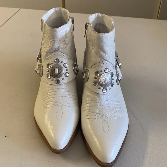 Carlos Santana Marlene white leather boots Sz 10 women’s - Picture 3 of 7